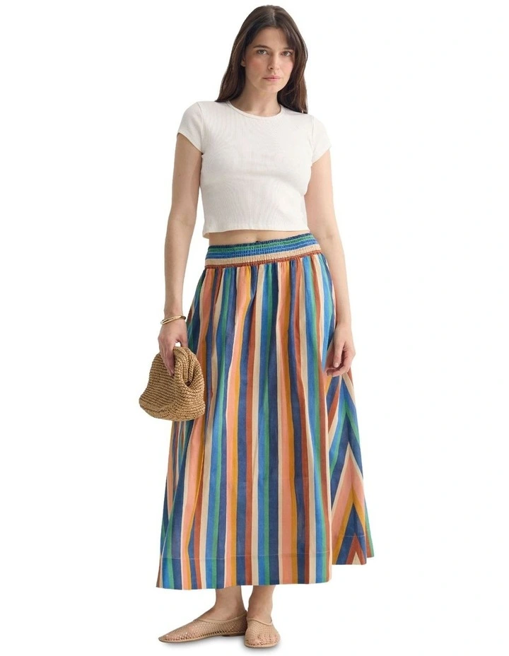 Bronte Stripped Skirt in Navy Multi image 5