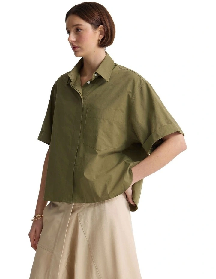 Dalia Cotton Shirt in Army image 3