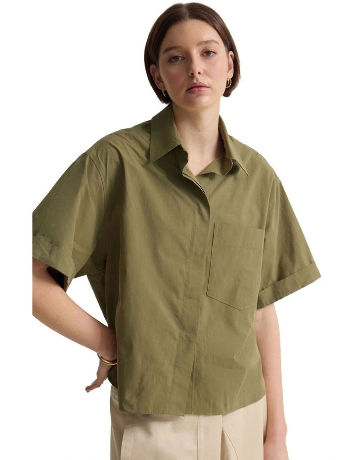 Dalia Cotton Shirt in Army image 4