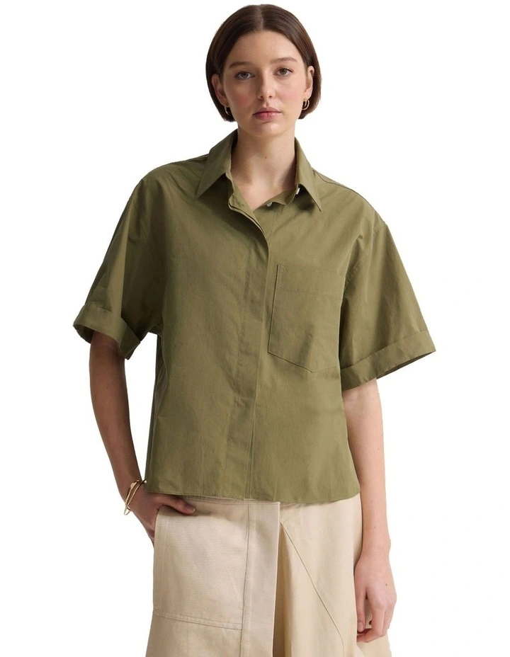 Dalia Cotton Shirt in Army image 5