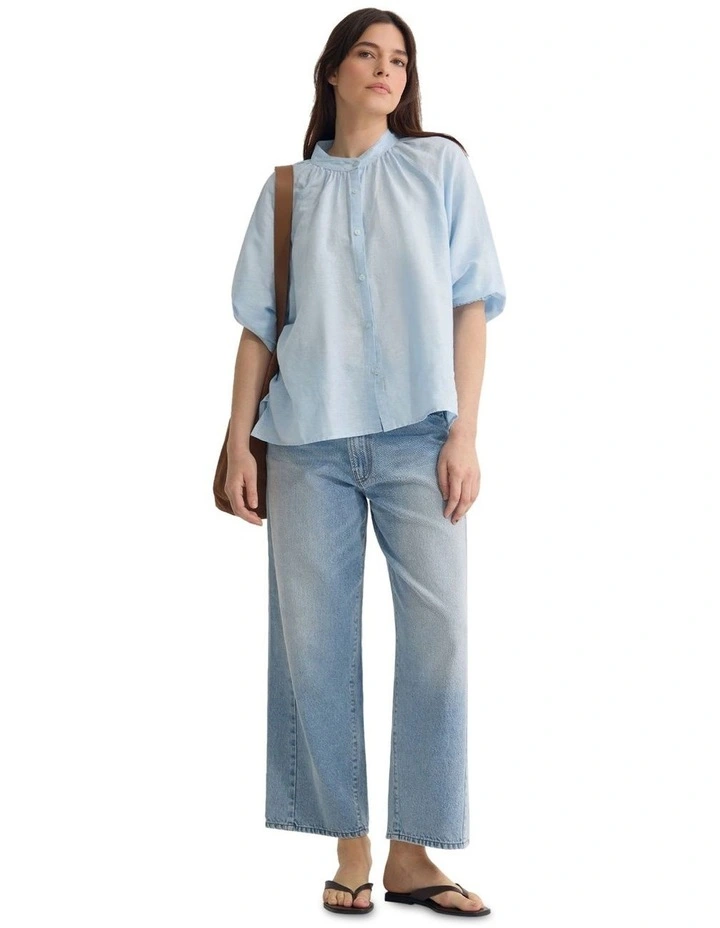 Annika Washed Linen Shirt in Blue image 1