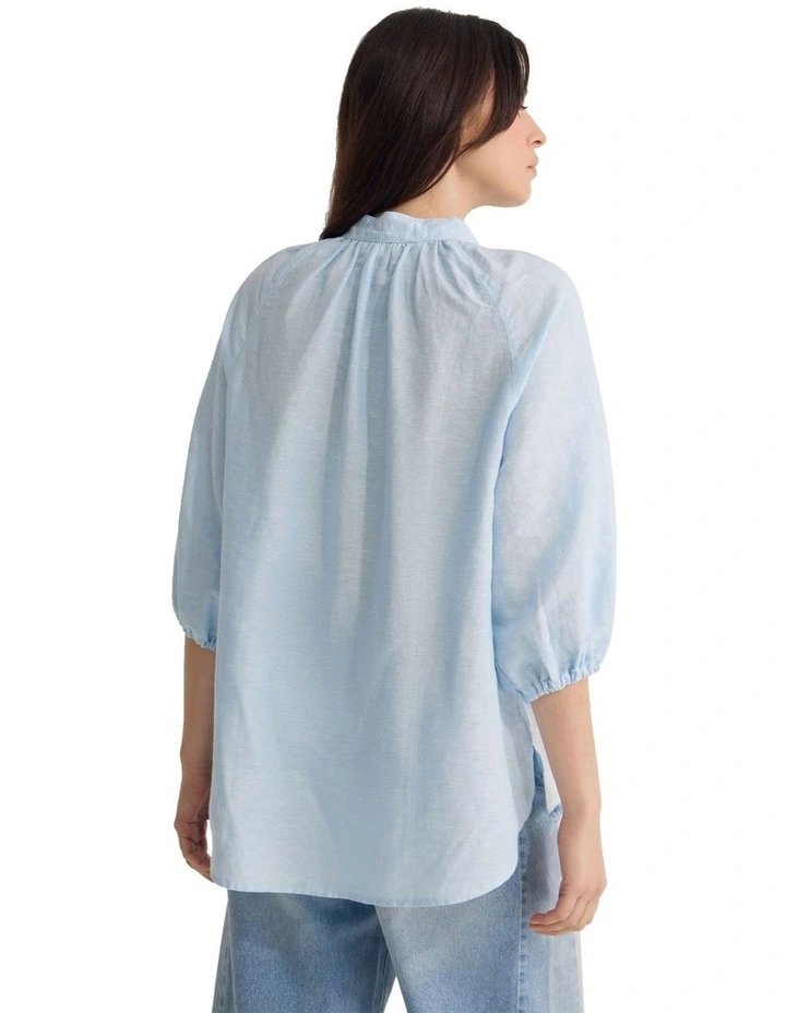 Annika Washed Linen Shirt in Blue image 2