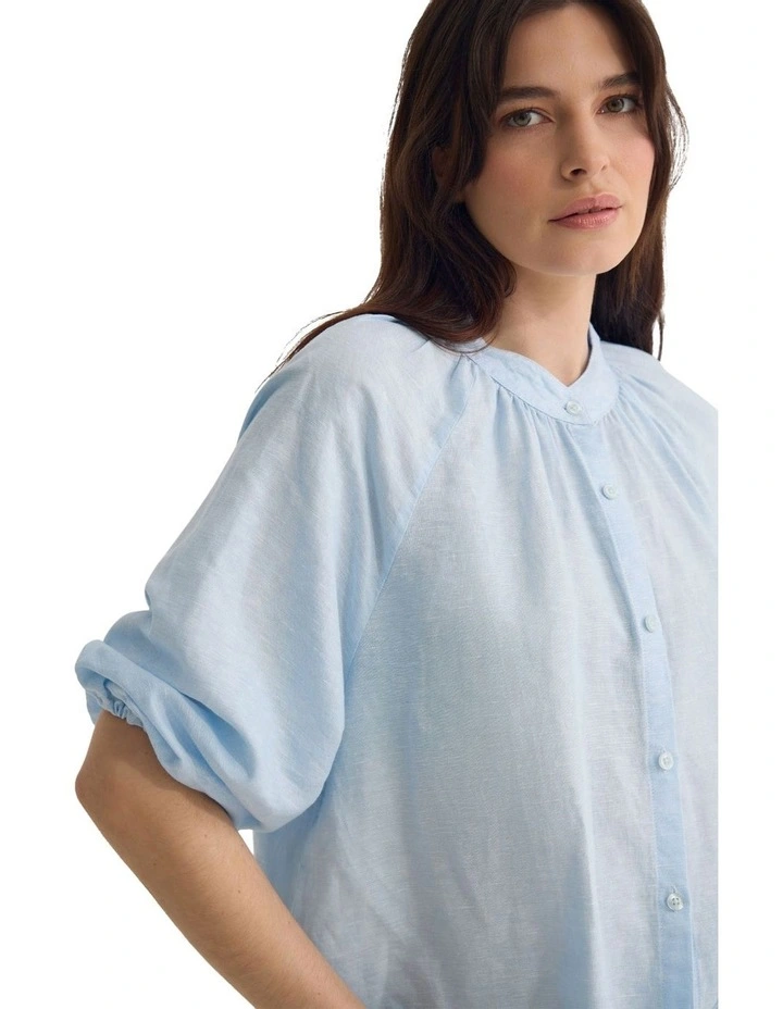 Annika Washed Linen Shirt in Blue image 4