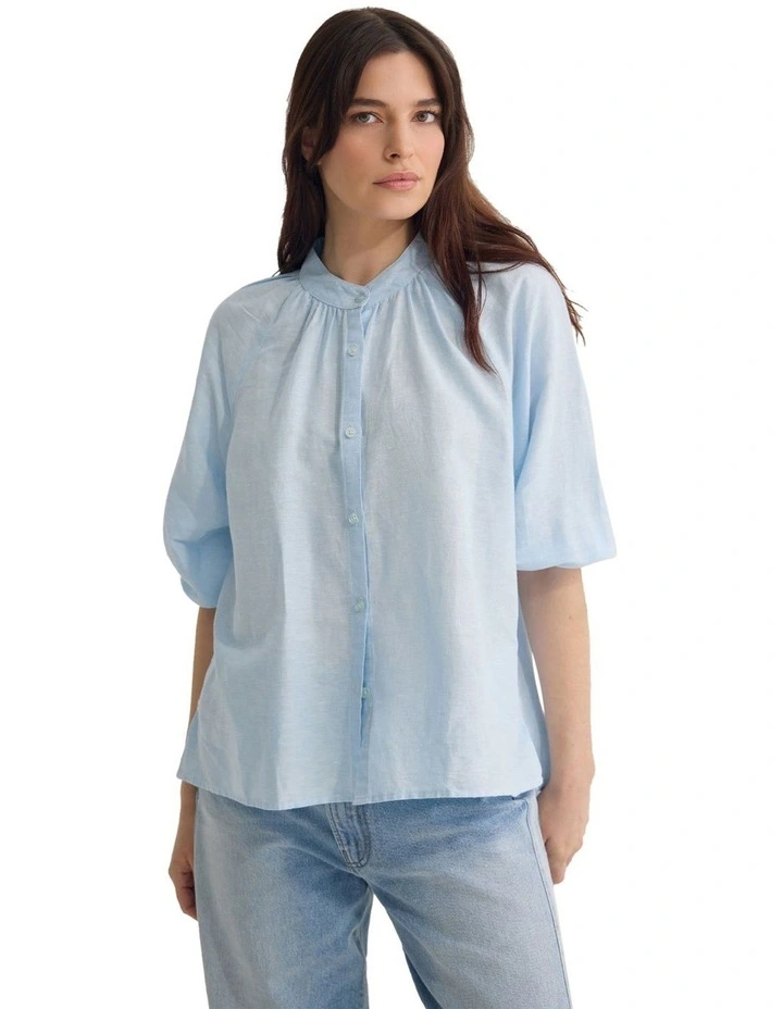 Annika Washed Linen Shirt in Blue image 5