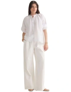 Annika Washed Linen Shirt in White