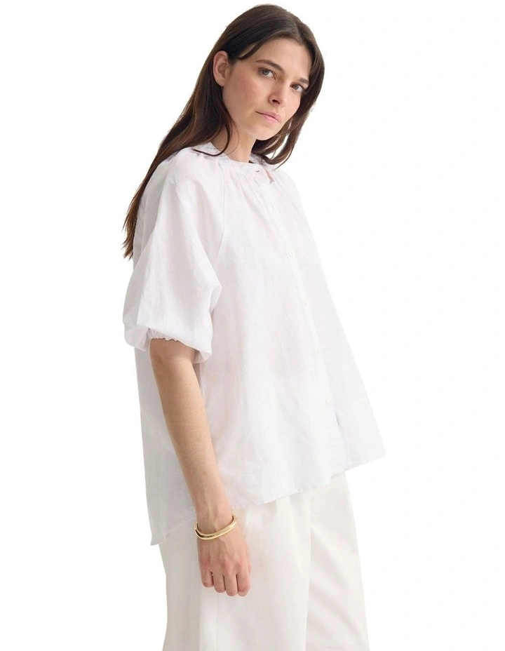 Annika Washed Linen Shirt in White image 3