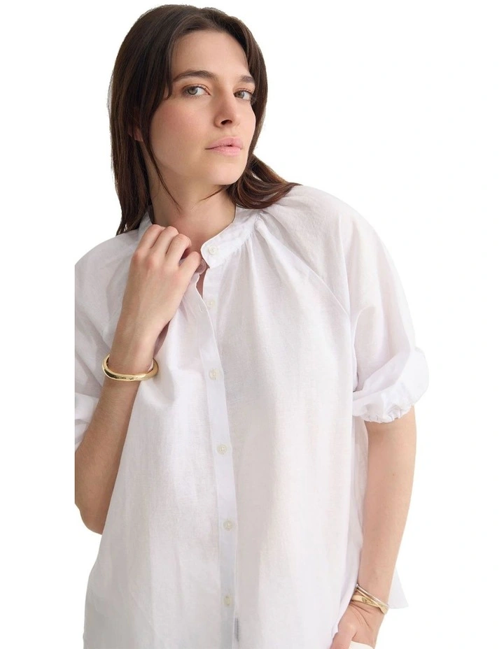 Annika Washed Linen Shirt in White image 4