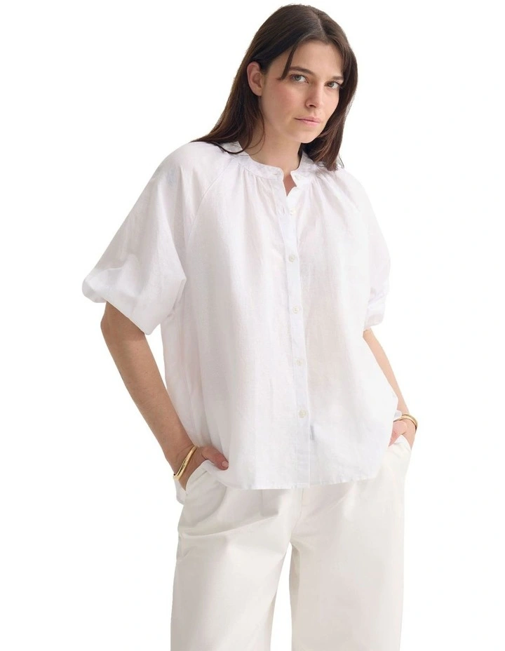 Annika Washed Linen Shirt in White image 5