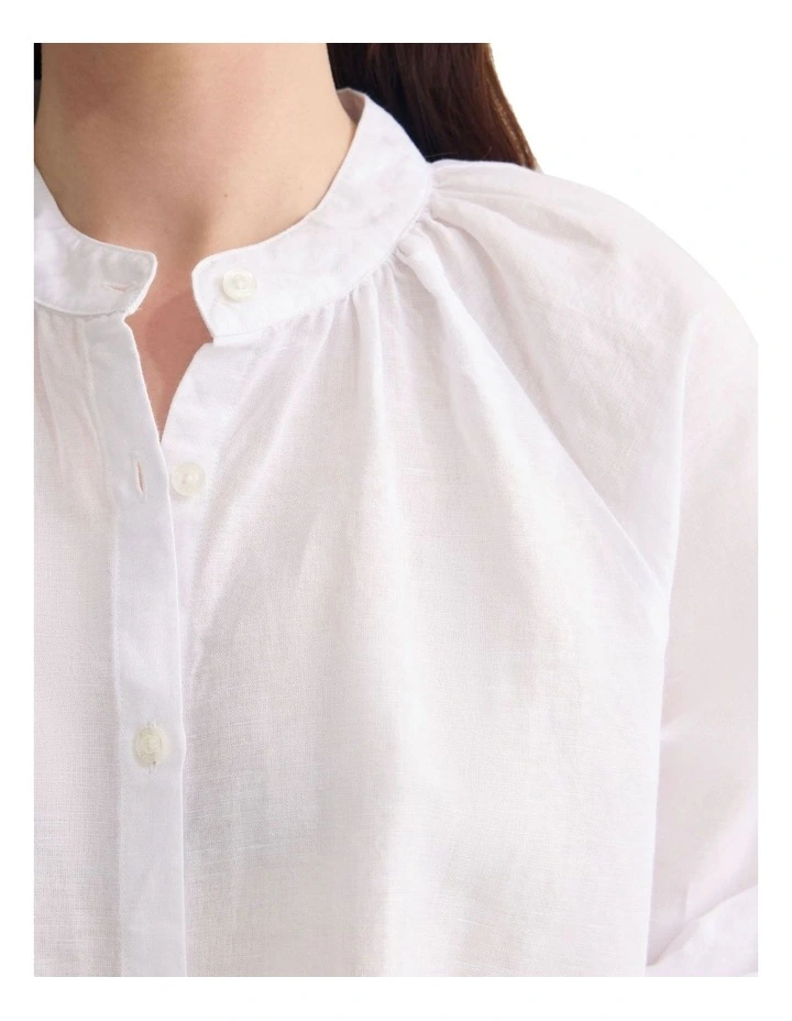 Annika Washed Linen Shirt in White image 6