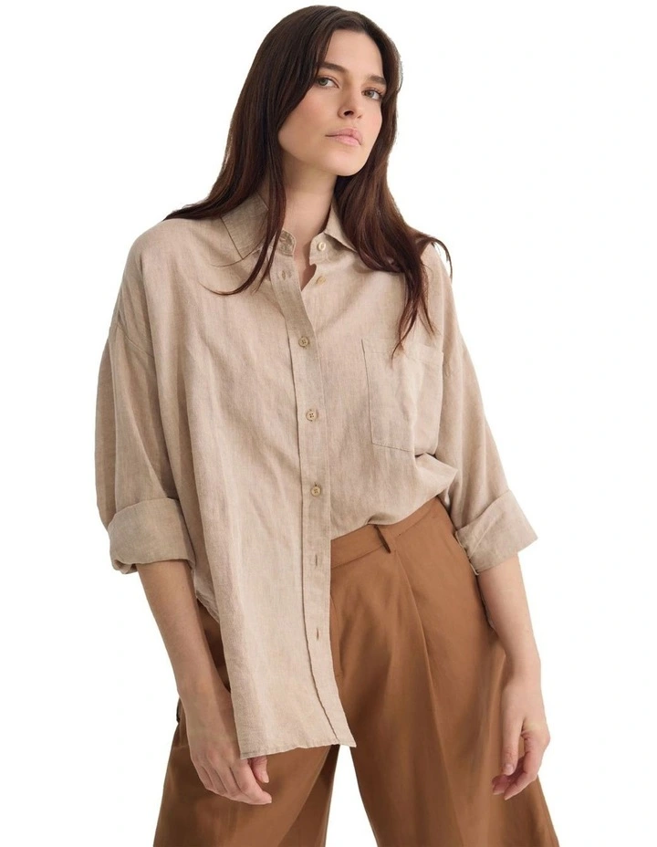 Erika Washed Casual Shirt in Mocha image 4