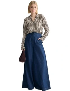 Poppy Printed Blouse in Navy