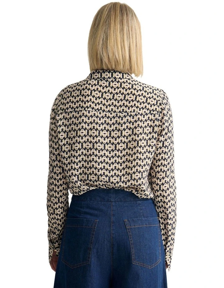 Poppy Printed Blouse in Navy image 2