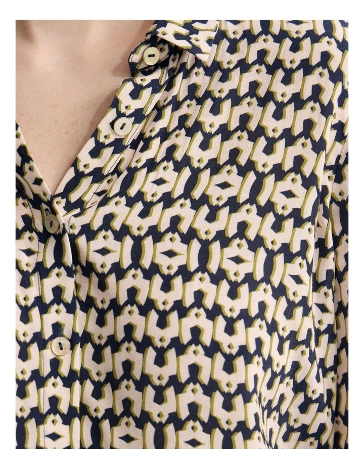 Poppy Printed Blouse in Navy image 6