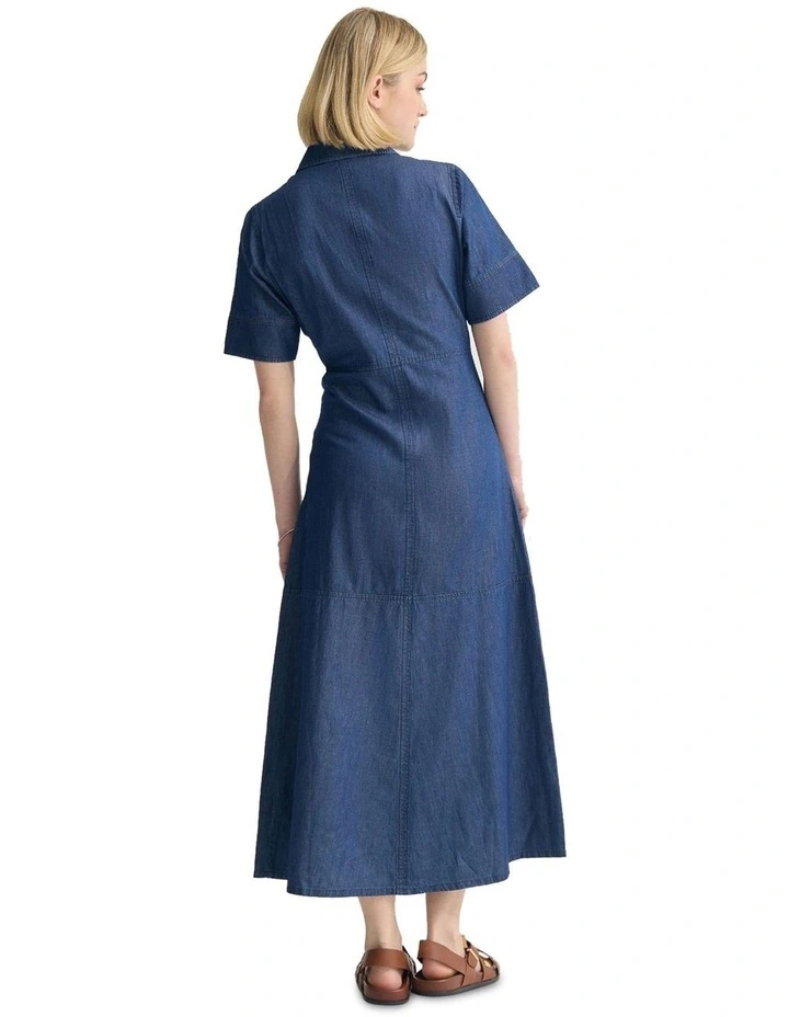 Natachia Button Up Dress in Denim Blue image 2