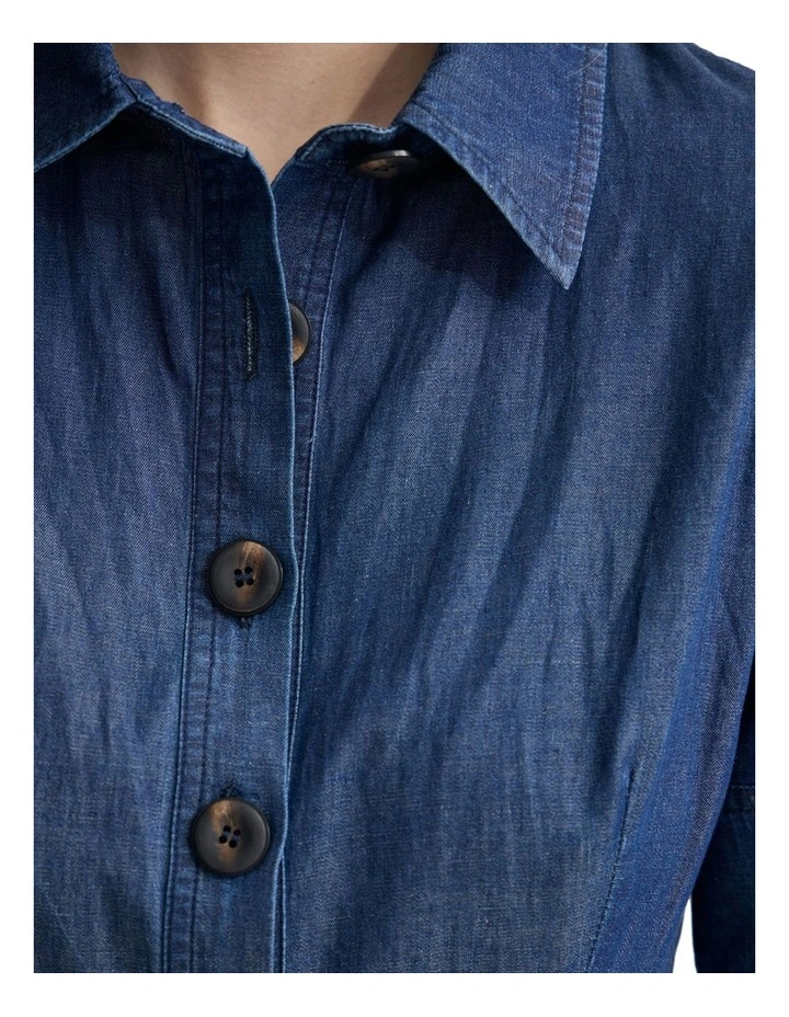 Natachia Button Up Dress in Denim Blue image 6