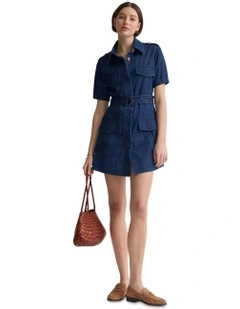 Alda Safari Dress in Denim Blue