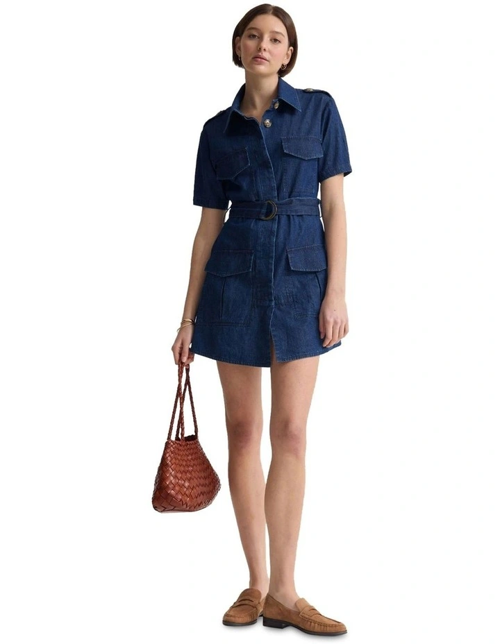 Alda Safari Dress in Denim Blue image 1