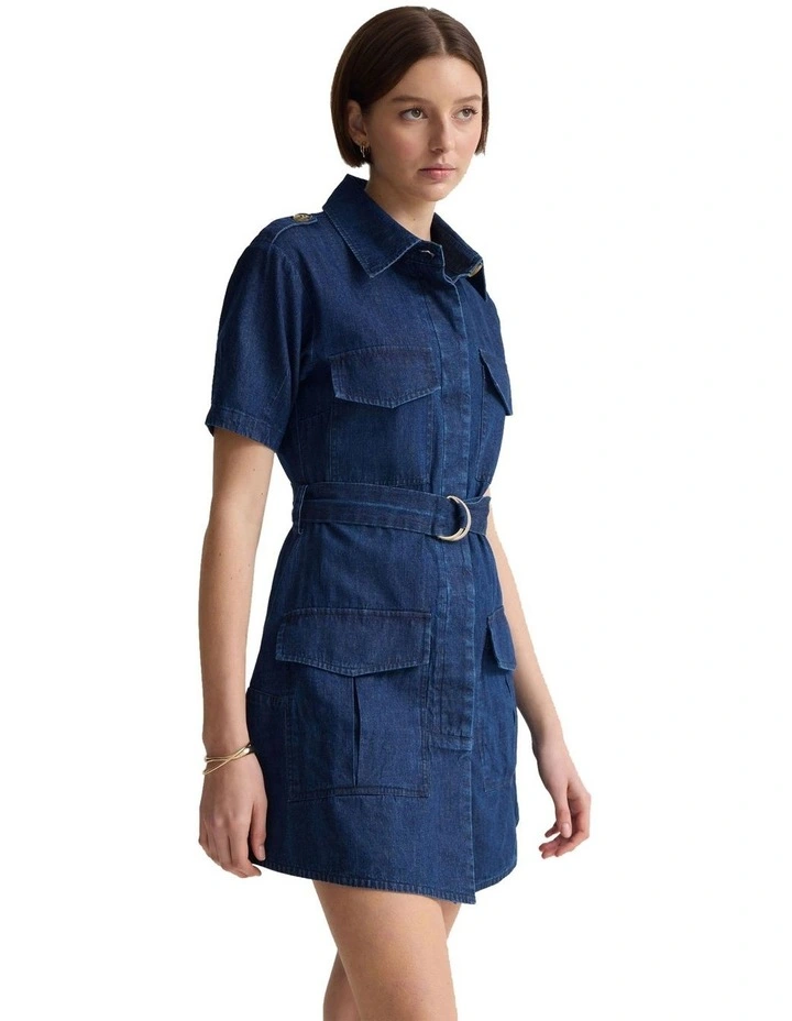 Alda Safari Dress in Denim Blue image 3