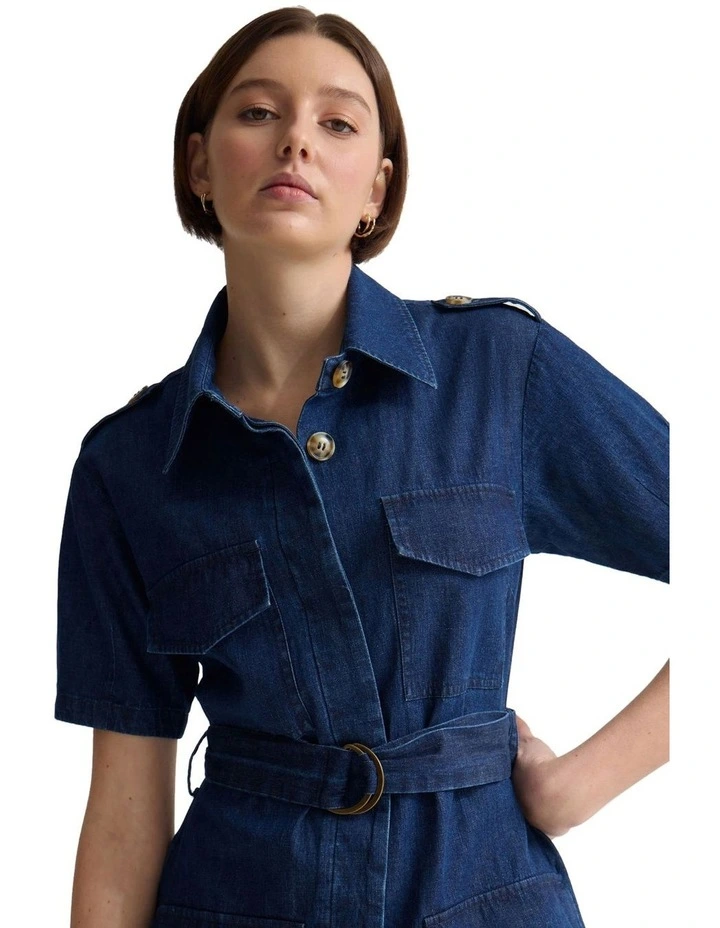 Alda Safari Dress in Denim Blue image 4