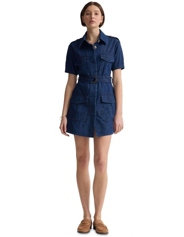 Alda Safari Dress in Denim Blue image 5