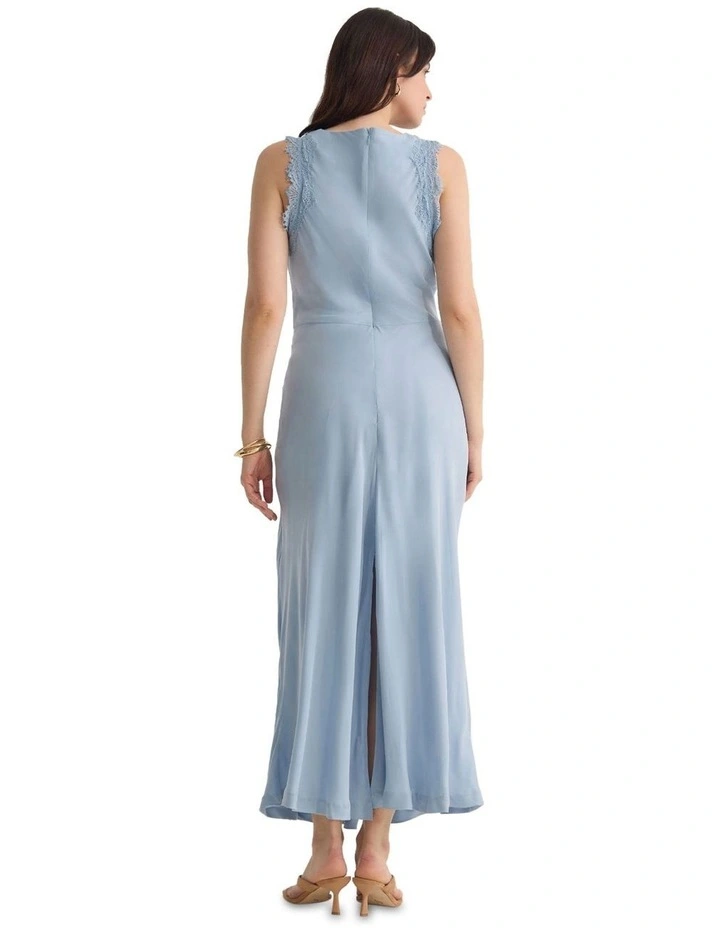 Camilla Cupro Lace Trim Dress in Blue image 2
