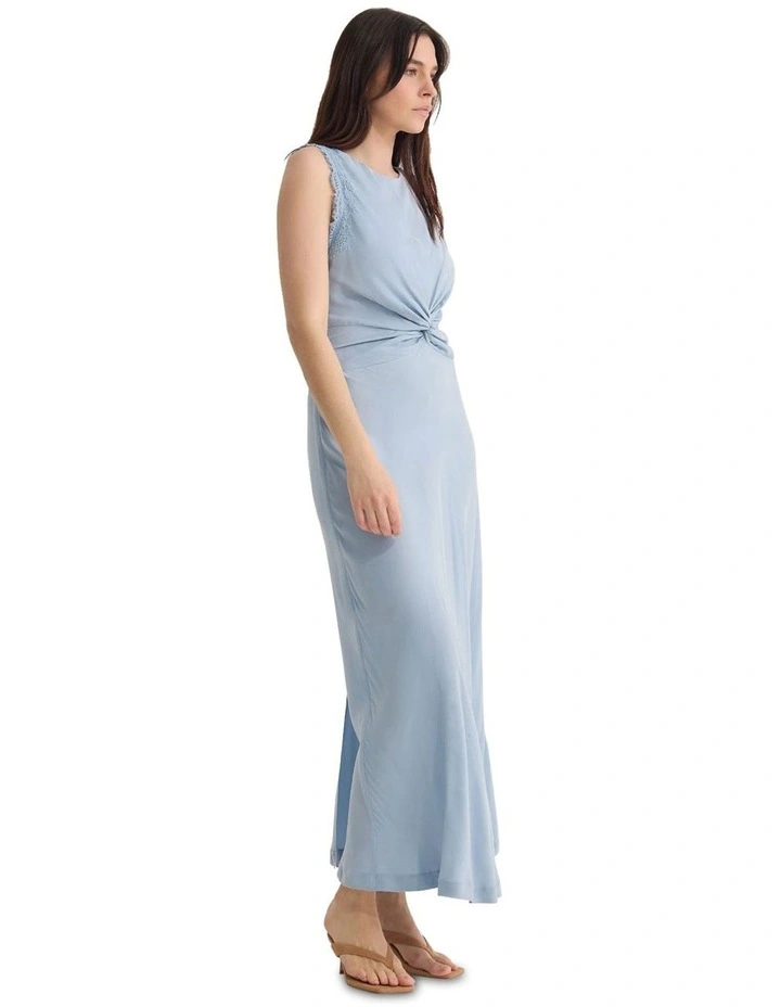 Camilla Cupro Lace Trim Dress in Blue image 3