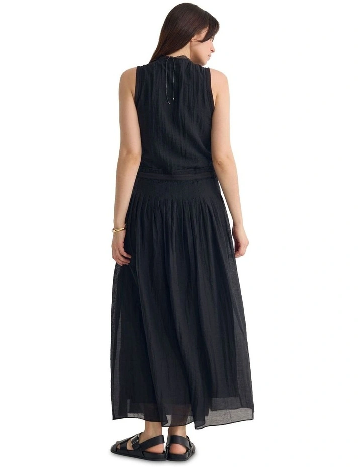 Alina Pleated Skirt Dress in Black image 2