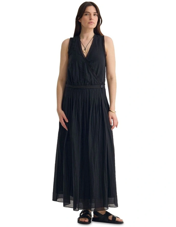 Alina Pleated Skirt Dress in Black image 5