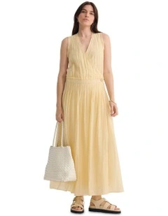 Alina Pleated Skirt Dress in Cream