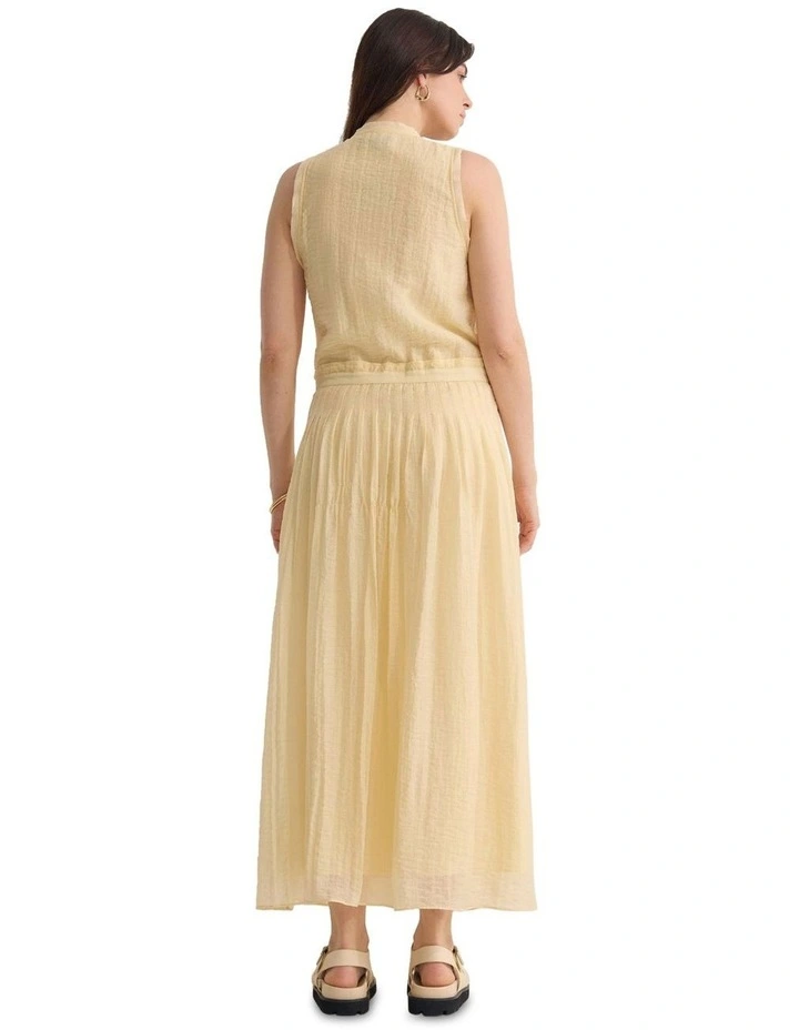 Alina Pleated Skirt Dress in Cream image 2
