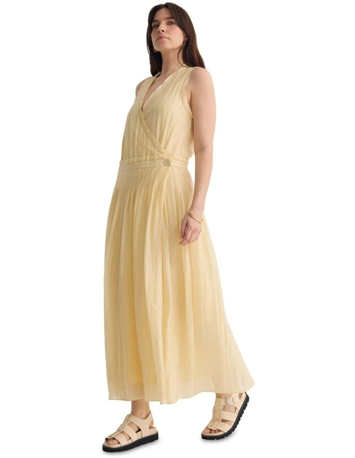Alina Pleated Skirt Dress in Cream image 3