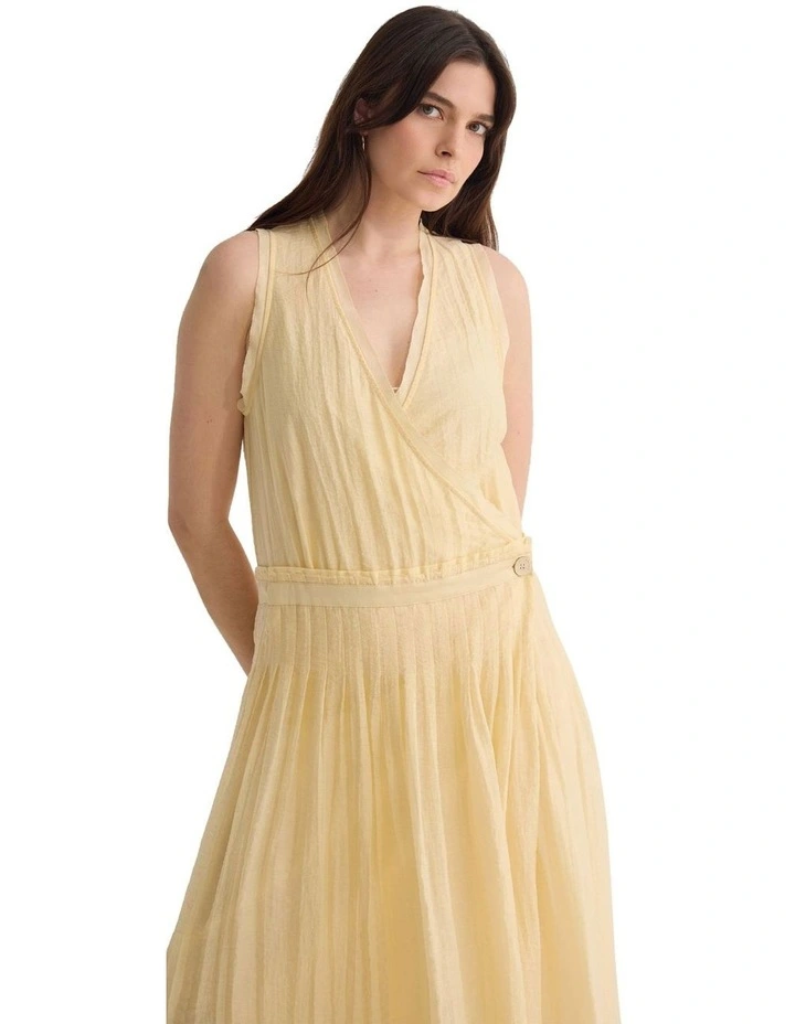 Alina Pleated Skirt Dress in Cream image 4