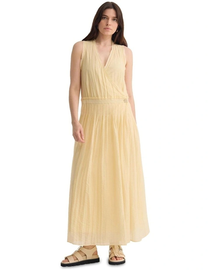 Alina Pleated Skirt Dress in Cream image 5