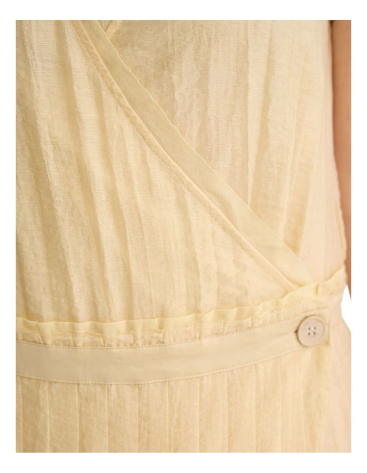 Alina Pleated Skirt Dress in Cream image 6