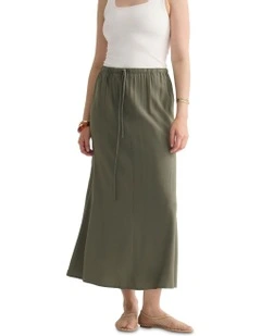 Zoe Drawstring Skirt in Green