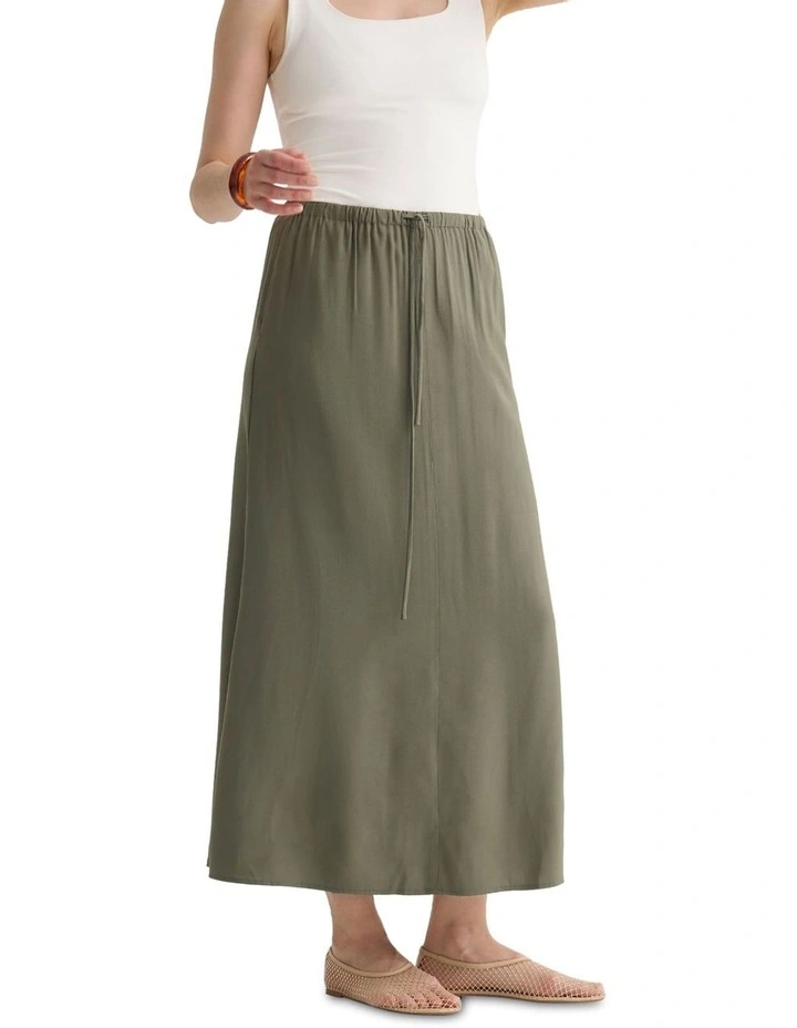 Zoe Drawstring Skirt in Green image 3