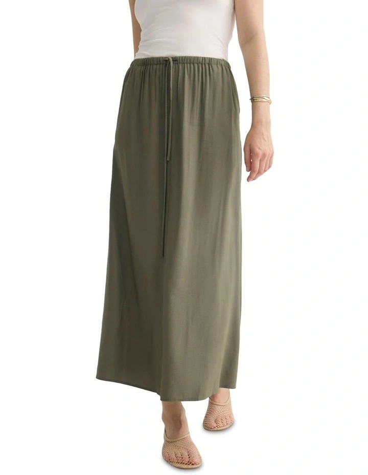 Zoe Drawstring Skirt in Green image 4