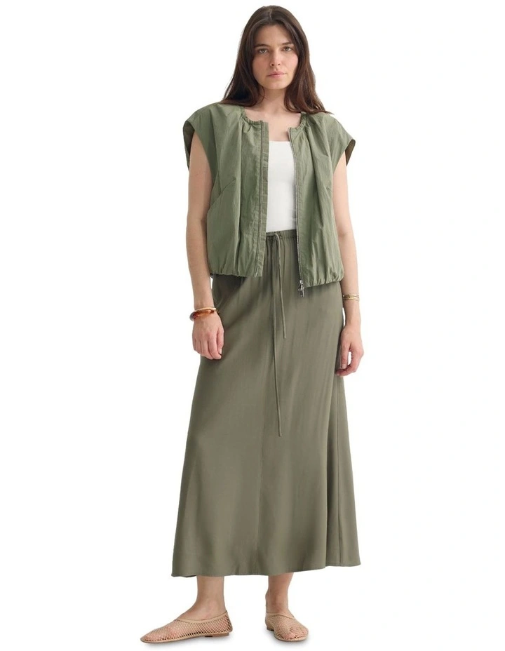Zoe Drawstring Skirt in Green image 5