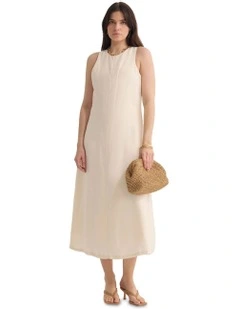 Miriam Linen Blend Dress in Ivory
