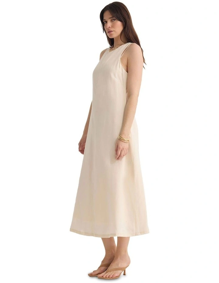 Miriam Linen Blend Dress in Ivory image 3