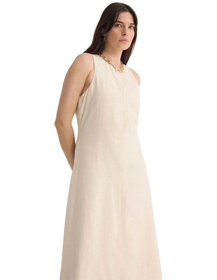 Miriam Linen Blend Dress in Ivory image 4