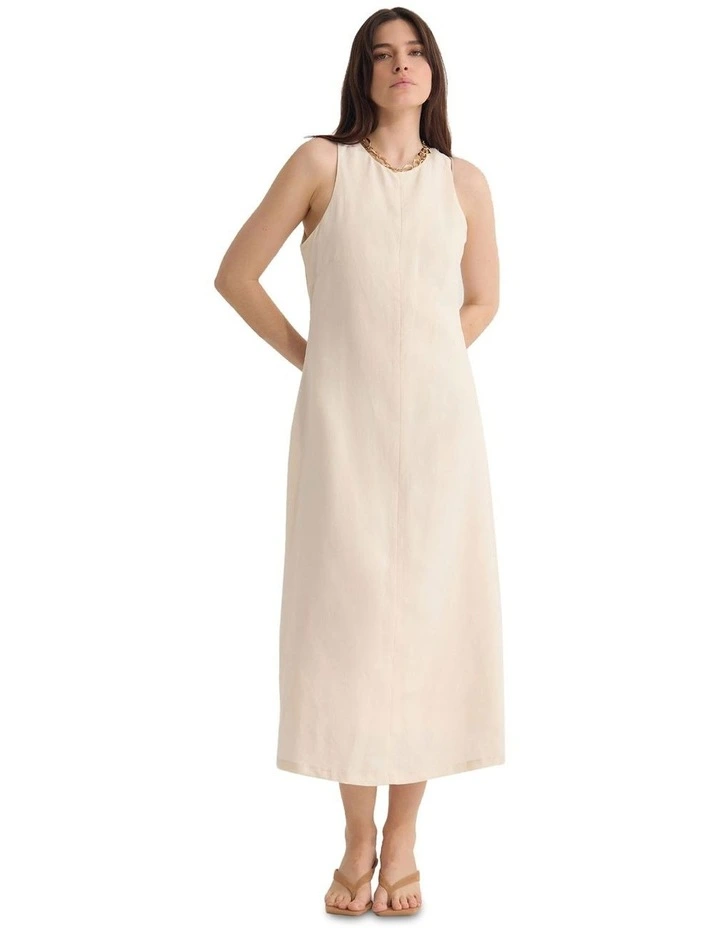 Miriam Linen Blend Dress in Ivory image 5