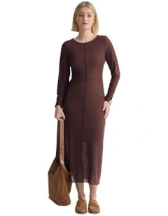 Clementina Mesh Dress in Chocolate
