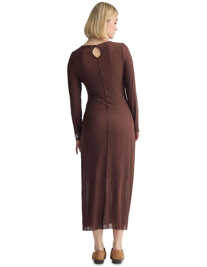 Clementina Mesh Dress in Chocolate image 2