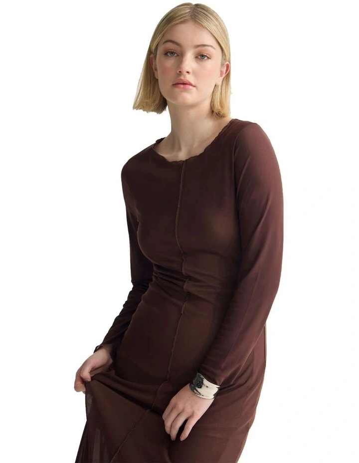Clementina Mesh Dress in Chocolate image 4