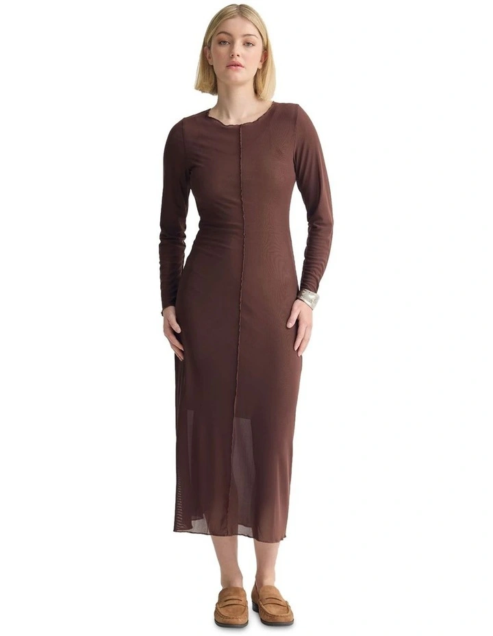 Clementina Mesh Dress in Chocolate image 5