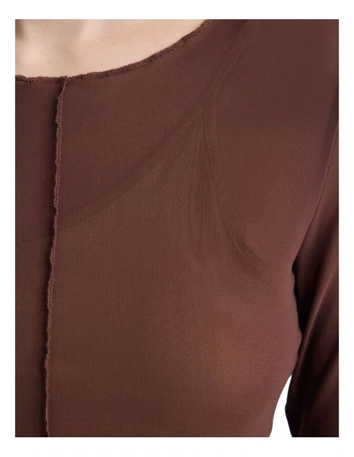 Clementina Mesh Dress in Chocolate image 6