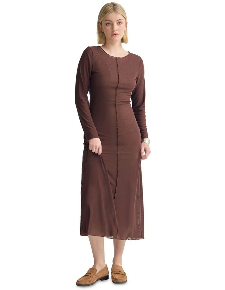 Clementina Mesh Dress in Chocolate image 7