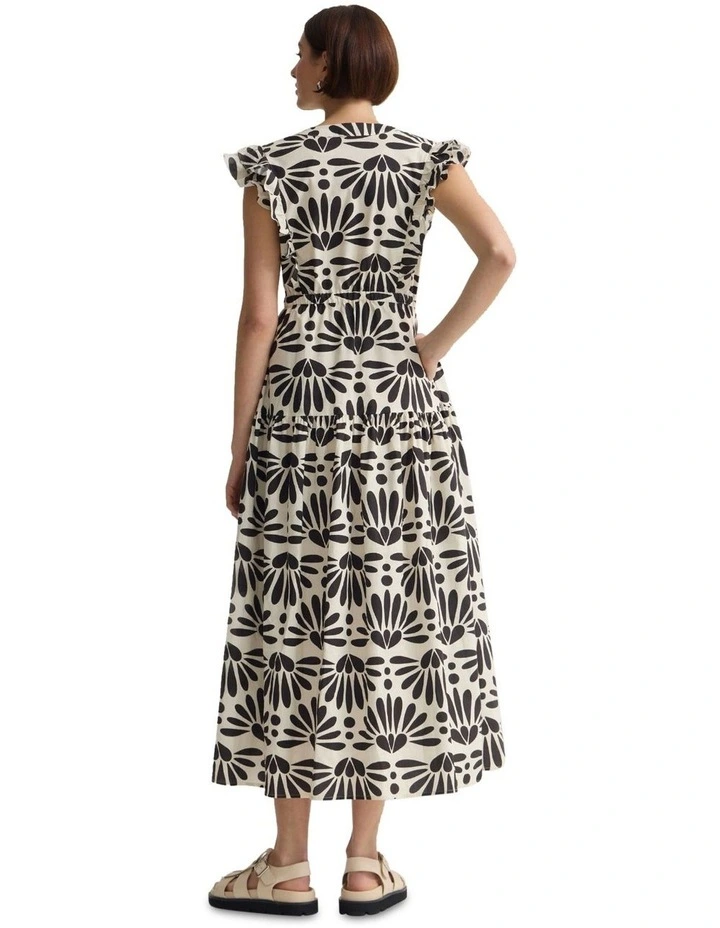 Willa Geo Print Dress in Black/Ivory image 2