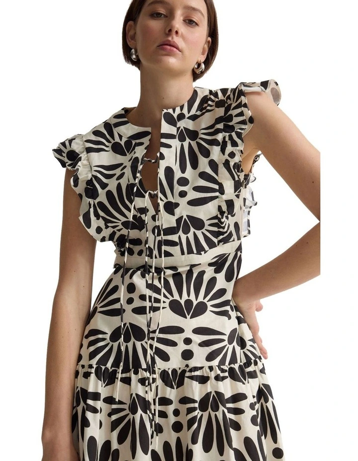 Willa Geo Print Dress in Black/Ivory image 4